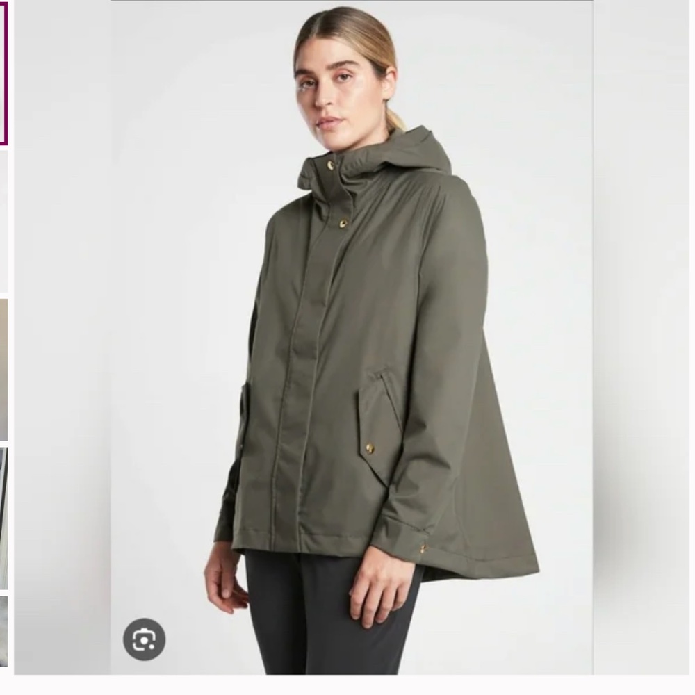 Athleta Sutro Rain Jacket Army Green Size Small Petite